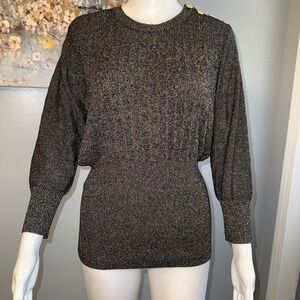 Women's Lightweight Sweater with Gold Metallic Thread Size L Eva Mendes NY&C NWT